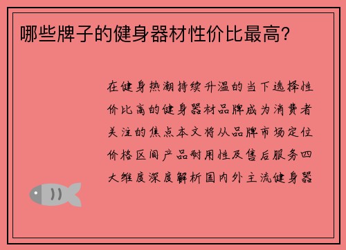 哪些牌子的健身器材性价比最高？